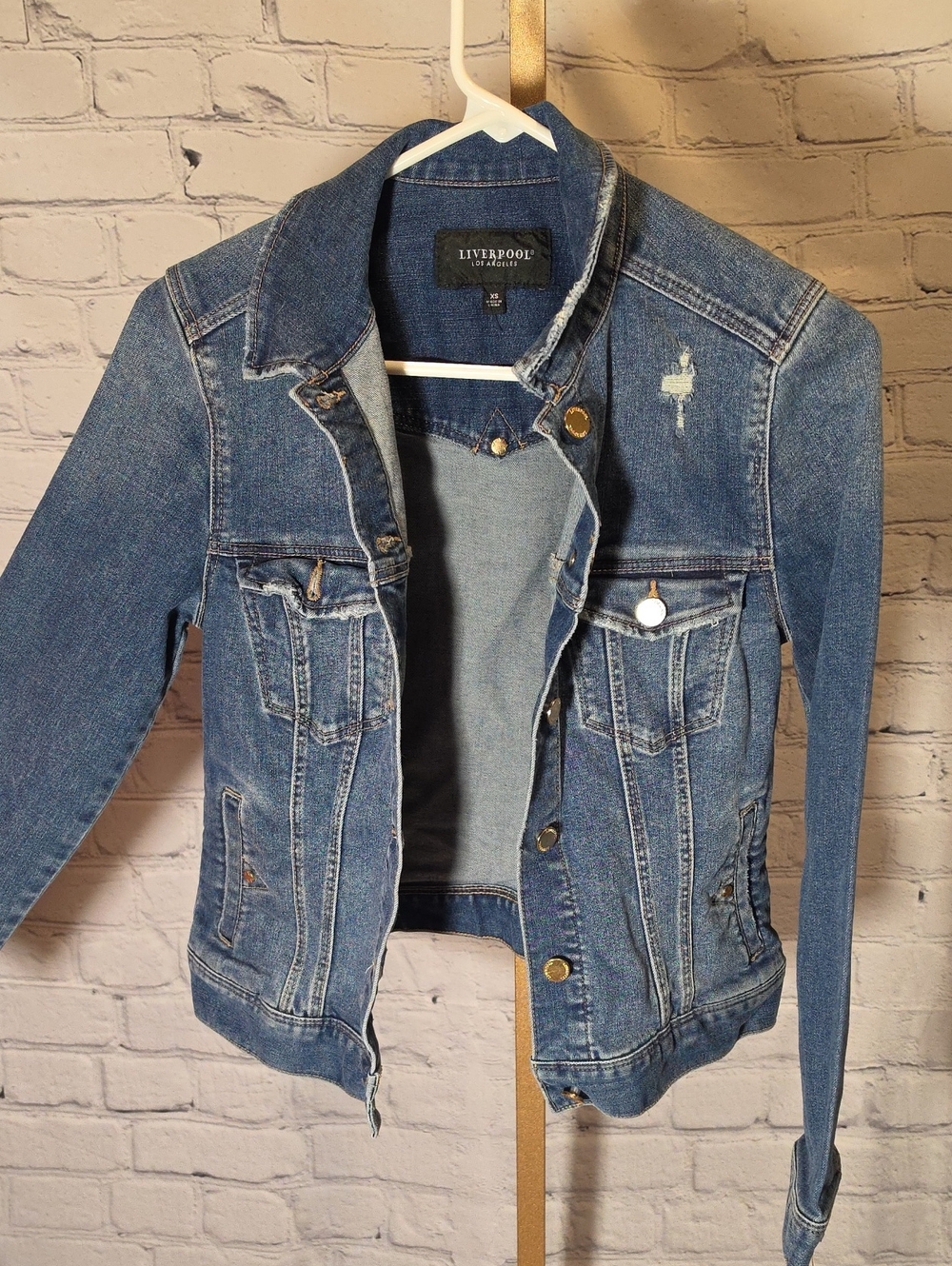Liverpool Distressed Blue Denim Trucker Jacket